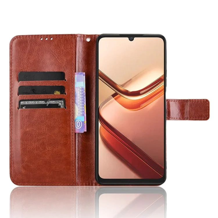 For Doogee Note 58 Pro  /  Note 58 Case Crazy Horse Texture PU Leather Phone Wallet Cover - Brown