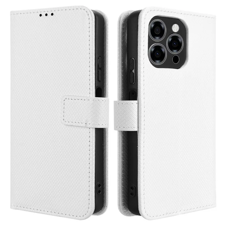 For Doogee Note 58 Pro  /  Note 58 Case PU Leather Diamond Texture Wallet Phone Cover - White
