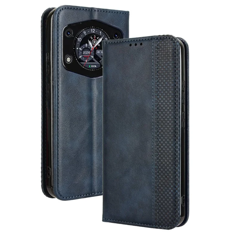Capa Carteira para Cubot A30 com Suporte Textura Retrô em Couro - Azul