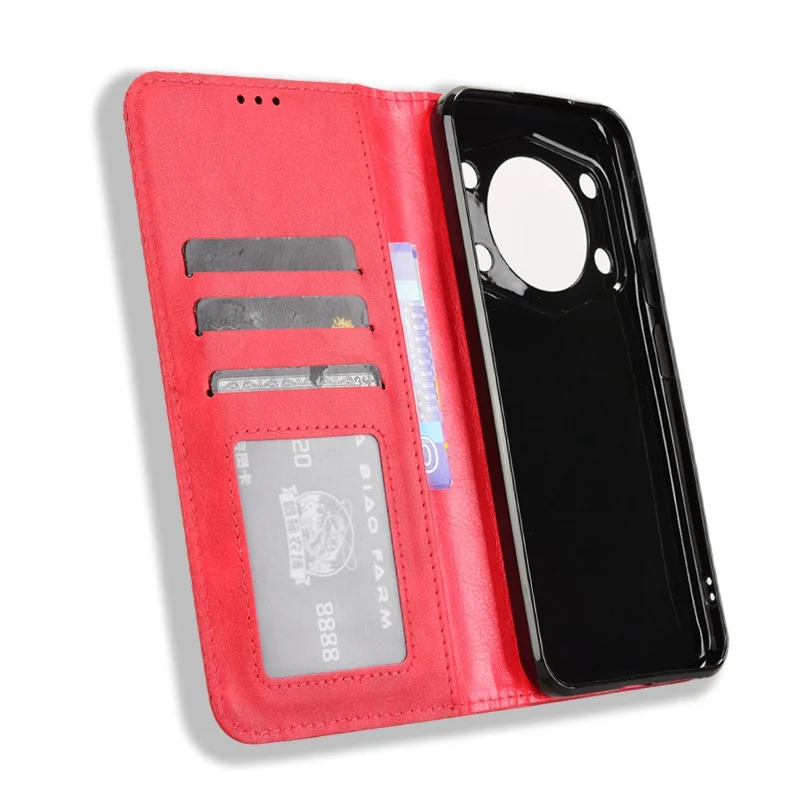 For Cubot A30 Case Wallet Stand Retro Texture Leather Phone Cover - Red