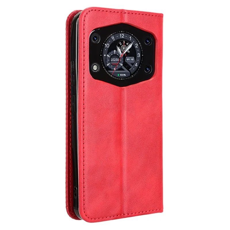 For Cubot A30 Case Wallet Stand Retro Texture Leather Phone Cover - Red