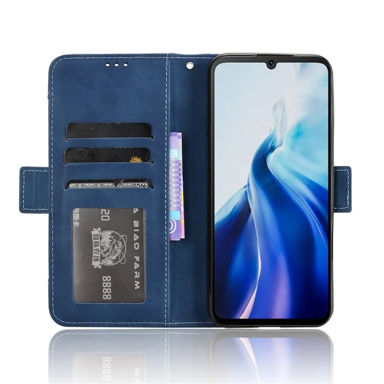 For Cubot A30 Leather Case Phone Wallet Cover with Multiple Card Slots - Blue