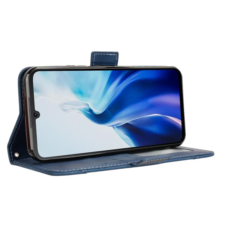 For Cubot A30 Leather Case Phone Wallet Cover with Multiple Card Slots - Blue
