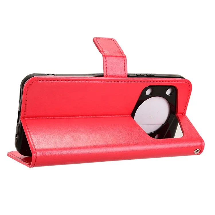 Capa Para Cubot A30, Textura de Couro Cavalo Louco PU, Carteira de Telefone - Vermelho