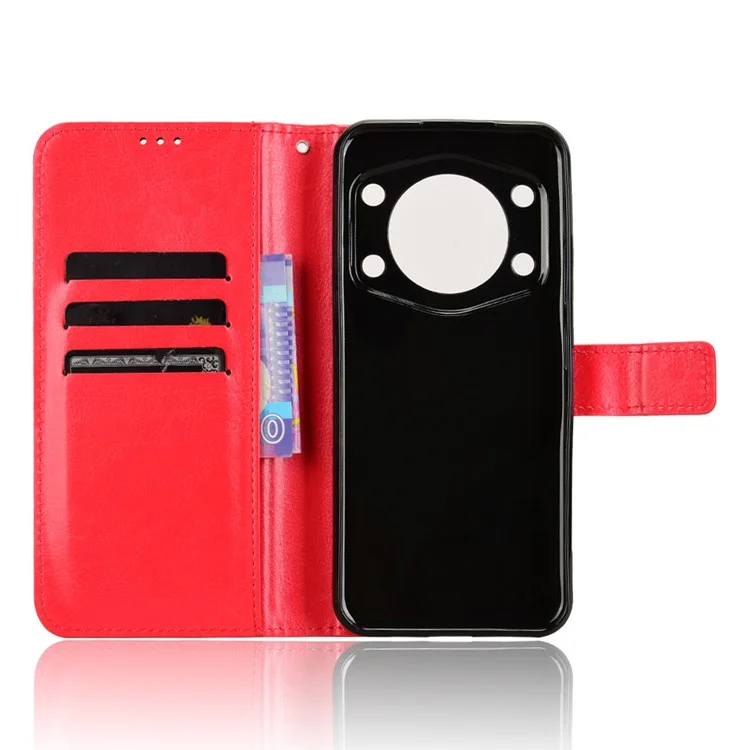 Capa Para Cubot A30, Textura de Couro Cavalo Louco PU, Carteira de Telefone - Vermelho