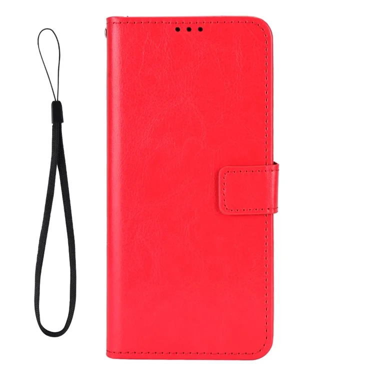 Capa Para Cubot A30, Textura de Couro Cavalo Louco PU, Carteira de Telefone - Vermelho