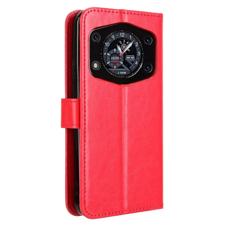 Capa Para Cubot A30, Textura de Couro Cavalo Louco PU, Carteira de Telefone - Vermelho