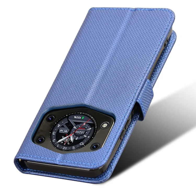 Para Cubot A30 Capa de Couro PU com Textura de Diamante Carteira para Celular - Azul