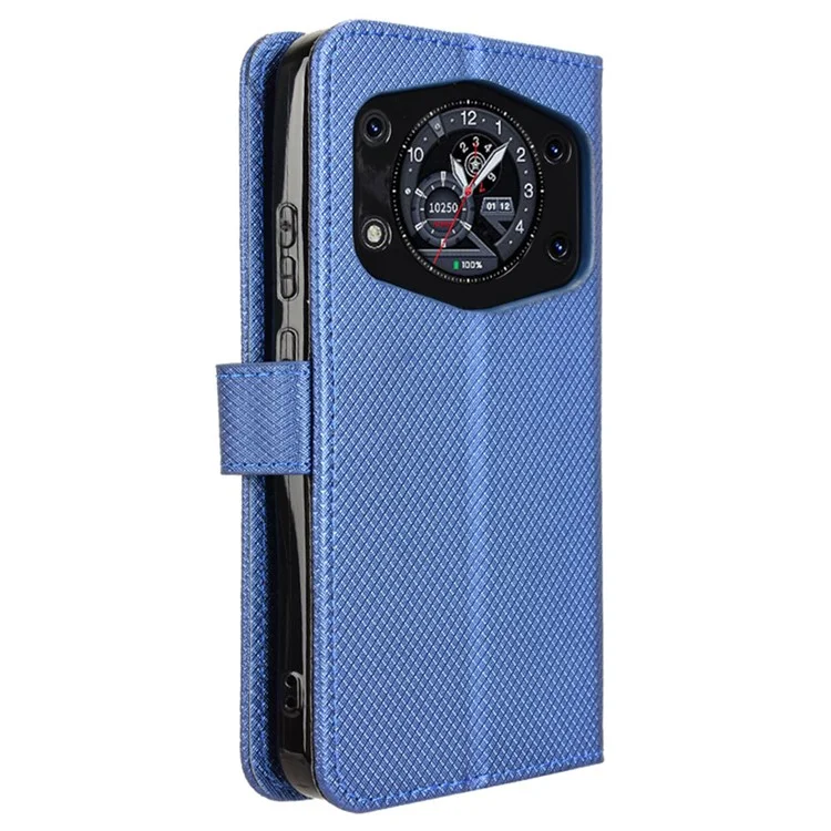 Para Cubot A30 Capa de Couro PU com Textura de Diamante Carteira para Celular - Azul