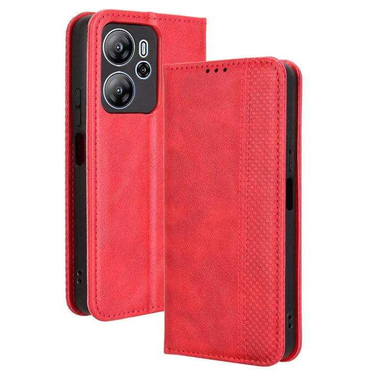 Чехол-кошелек для Blackview Oscal Tiger 13 с подставкой, с ретро-текстурой из кожи - Красный