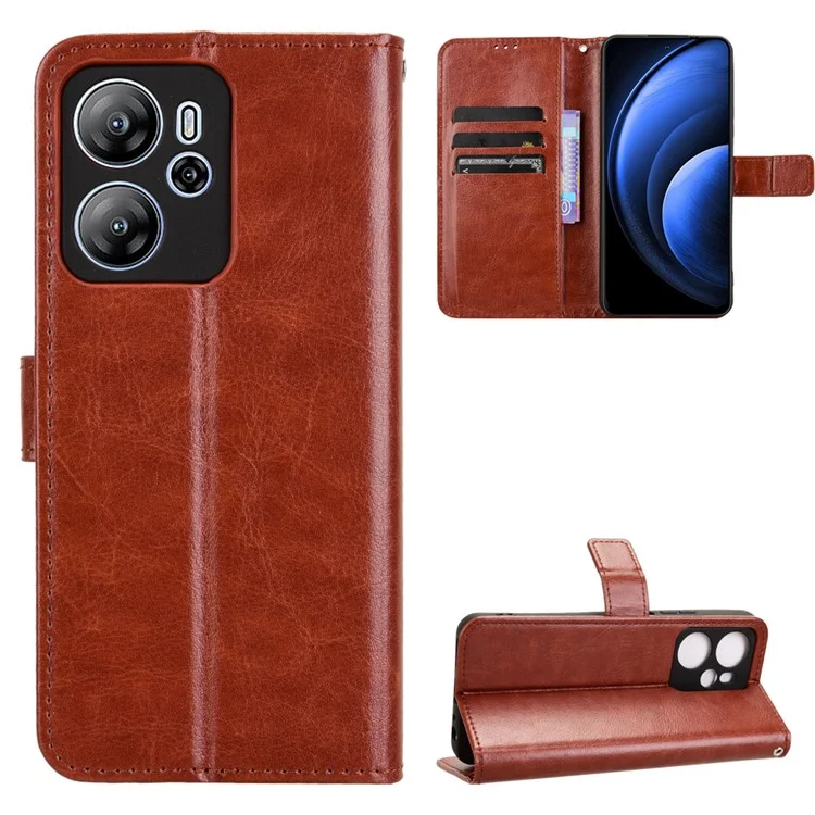 Pour Blackview Oscal Tiger 13 Étui en Cuir PU Texture Crazy Horse - Housse de Portefeuille pour Téléphone - Marron