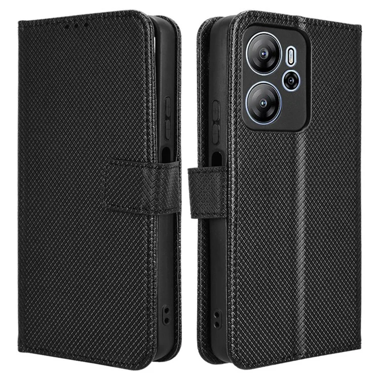 Pour Blackview Oscal Tiger 13 Étui en Cuir PU Texture Diamant Housse de Téléphone Portefeuille - Noir