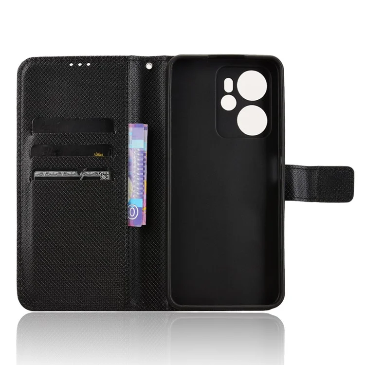 Pour Blackview Oscal Tiger 13 Étui en Cuir PU Texture Diamant Housse de Téléphone Portefeuille - Noir