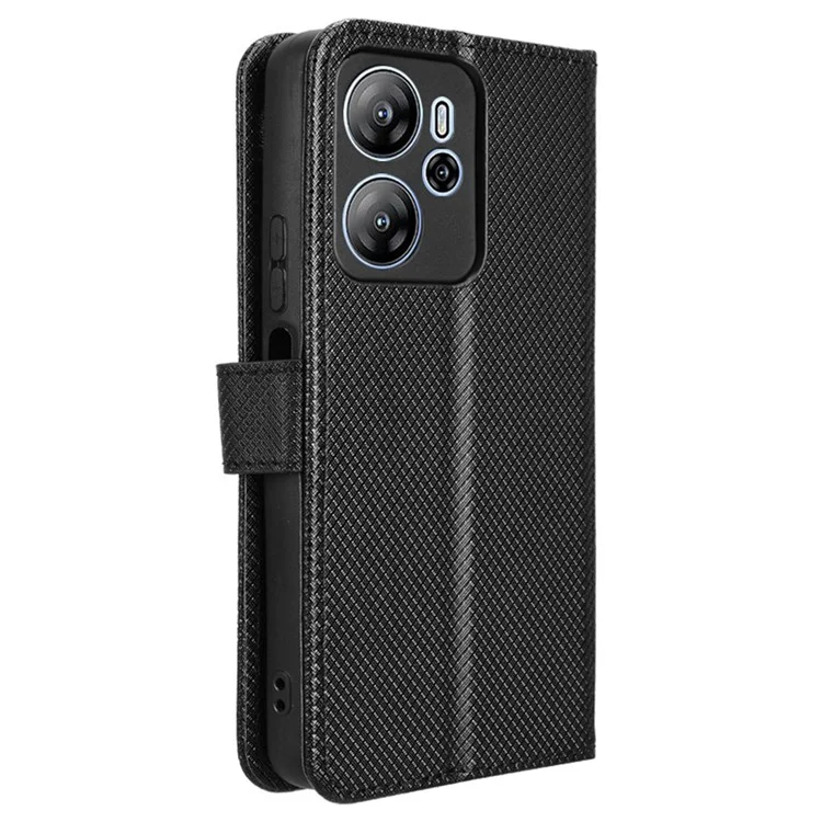 Pour Blackview Oscal Tiger 13 Étui en Cuir PU Texture Diamant Housse de Téléphone Portefeuille - Noir