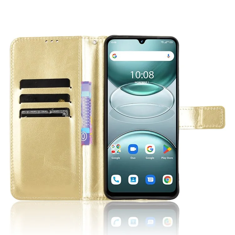 PU-Lederhülle für Umidigi G100 / G100 5G / G100A Crazy Horse Textur Handy Brieftasche Cover - Gold