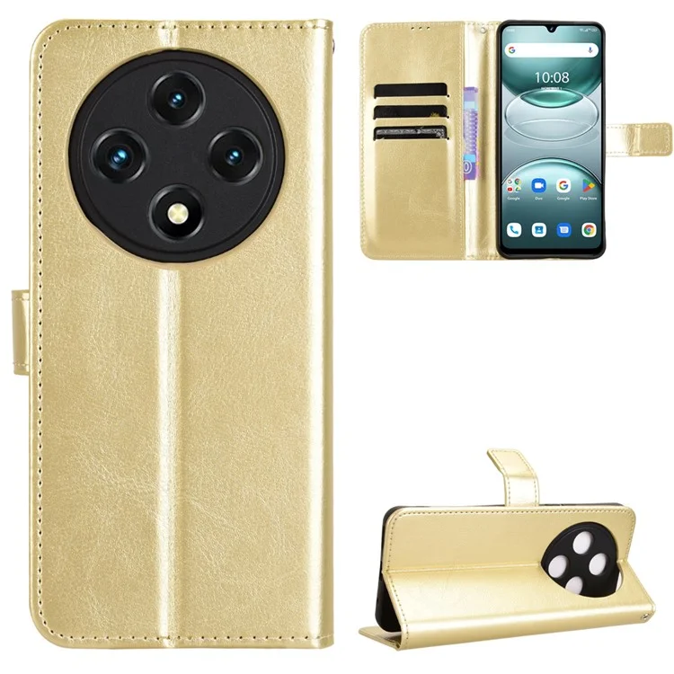 PU-Lederhülle für Umidigi G100 / G100 5G / G100A Crazy Horse Textur Handy Brieftasche Cover - Gold