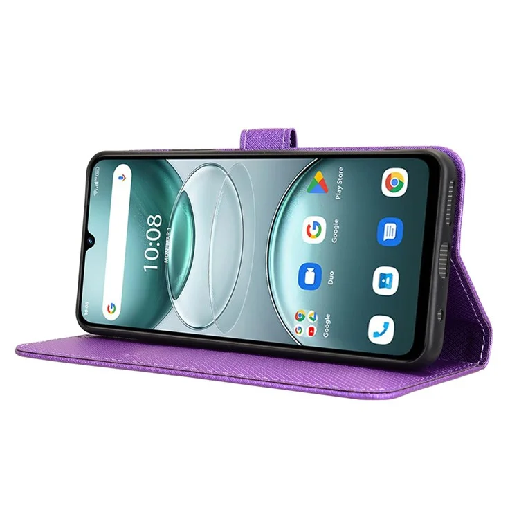 PU-Lederetui für Umidigi G100 / G100 5G / G100A mit Diamantstruktur – Geldbörsen-Handyhülle in Lila