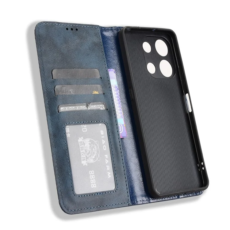 Ledertasche für Umidigi Note 100 / Note 100 5G / Note 100A Brieftasche Ständer Retro Textur Handyhülle - Blau
