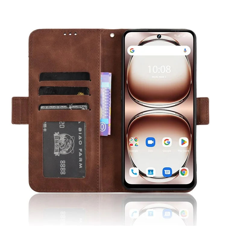 Lederhülle für Umidigi Note 100 / Note 100 5G / Note 100A Handy-Brieftasche mit mehreren Kartenfächern - Braun