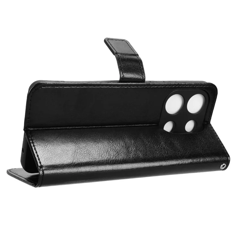 PU Leather Case For Umidigi Note 100  /  Note 100 5G  /  Note 100A Crazy Horse Texture Phone Wallet Cover - Black