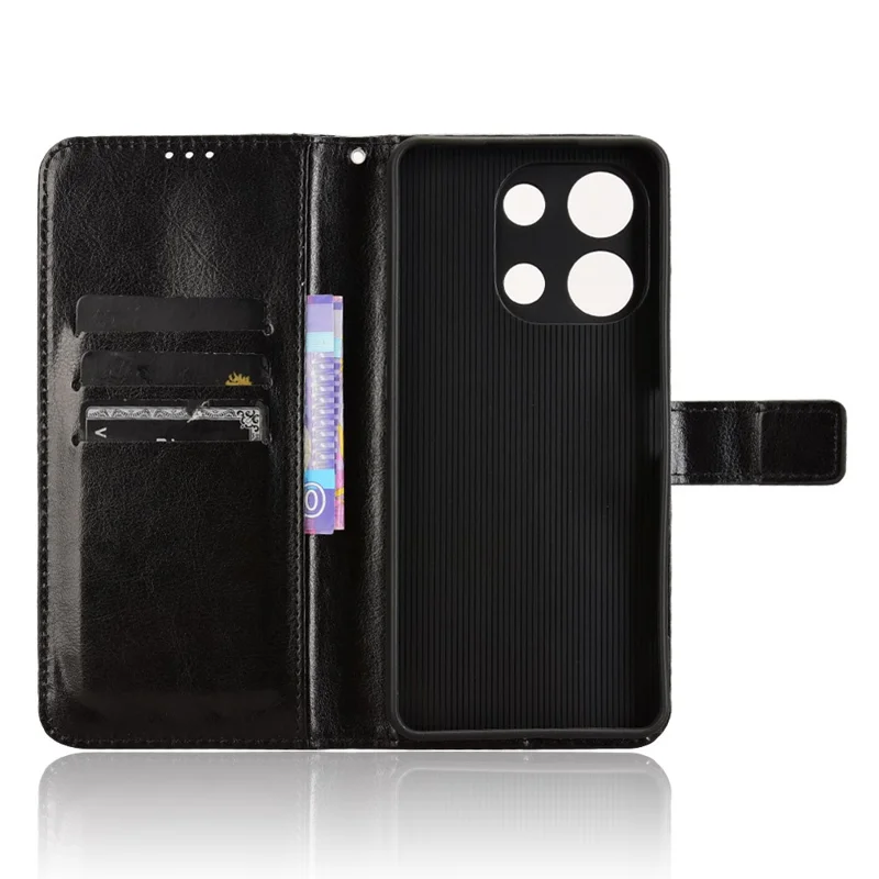 PU Leather Case For Umidigi Note 100  /  Note 100 5G  /  Note 100A Crazy Horse Texture Phone Wallet Cover - Black