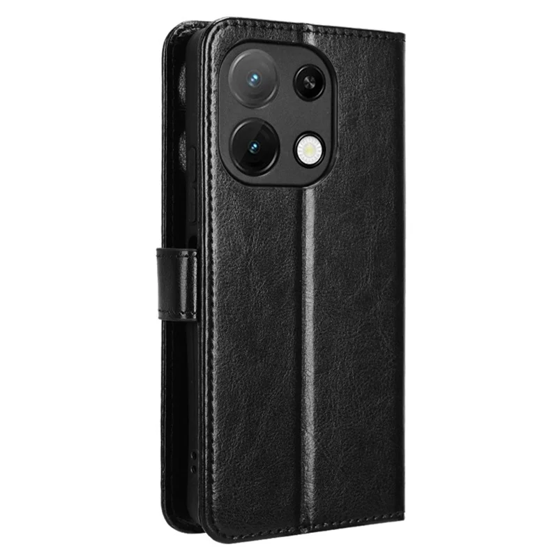 PU Leather Case For Umidigi Note 100  /  Note 100 5G  /  Note 100A Crazy Horse Texture Phone Wallet Cover - Black