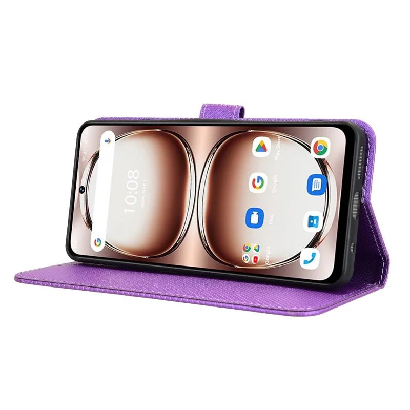 PU Leather Case For Umidigi Note 100  /  Note 100 5G  /  Note 100A Diamond Texture Wallet Phone Cover - Purple