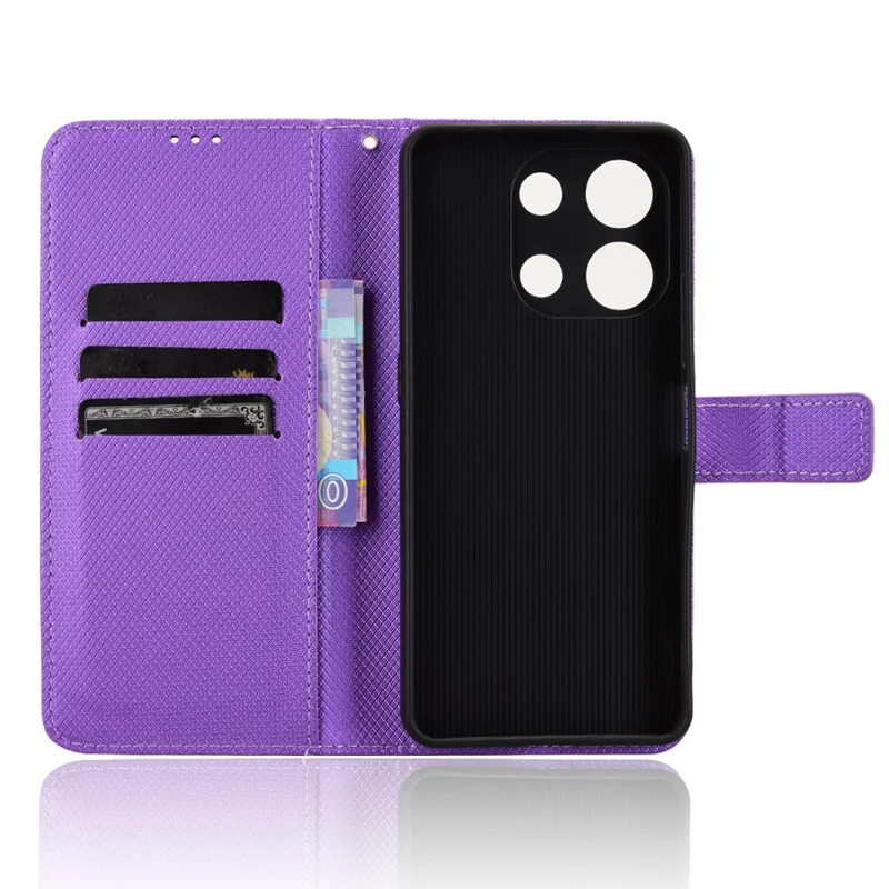 PU Leather Case For Umidigi Note 100  /  Note 100 5G  /  Note 100A Diamond Texture Wallet Phone Cover - Purple