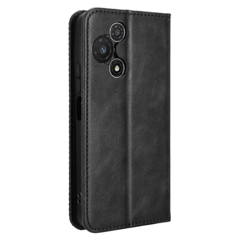 For TCL 60R 5G / TCL 60 5G Case Wallet Stand Retro Texture Leather Phone Cover - Black