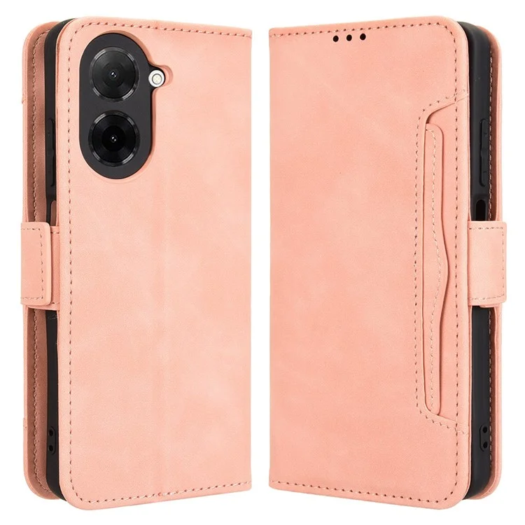 For Xiaomi Redmi A5 4G (171.7mm)  /  Poco C71 4G Leather Case Phone Wallet Cover with Multiple Card Slots - Pink