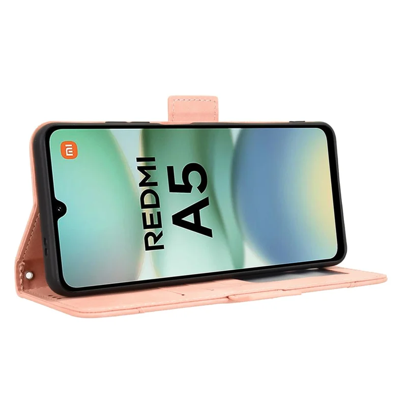 For Xiaomi Redmi A5 4G (171.7mm)  /  Poco C71 4G Leather Case Phone Wallet Cover with Multiple Card Slots - Pink