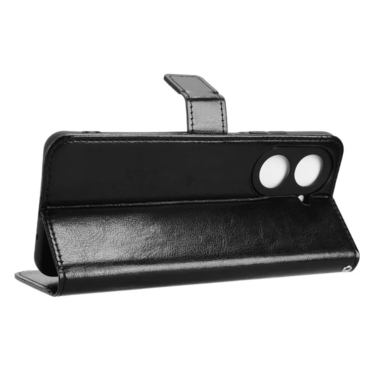 For Xiaomi Redmi A5 4G (171.7mm)  /  Poco C71 4G Case Crazy Horse Texture PU Leather Phone Wallet Cover - Black