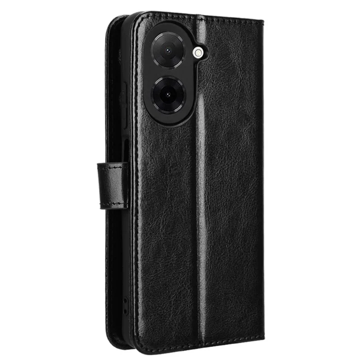 For Xiaomi Redmi A5 4G (171.7mm)  /  Poco C71 4G Case Crazy Horse Texture PU Leather Phone Wallet Cover - Black