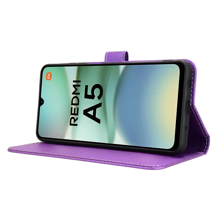 Para Xiaomi Redmi A5 4G (171,7 mm) / Capa Poco C71 4G Couro PU Textura Diamante Carteira Capa de Telefone - Roxo