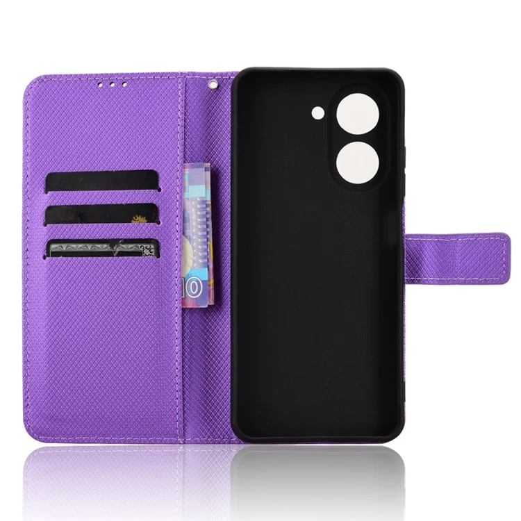 Para Xiaomi Redmi A5 4G (171,7 mm) / Capa Poco C71 4G Couro PU Textura Diamante Carteira Capa de Telefone - Roxo