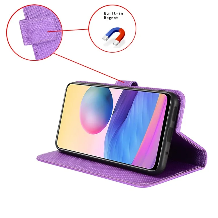 Para Xiaomi Redmi A5 4G (171,7 mm) / Capa Poco C71 4G Couro PU Textura Diamante Carteira Capa de Telefone - Roxo