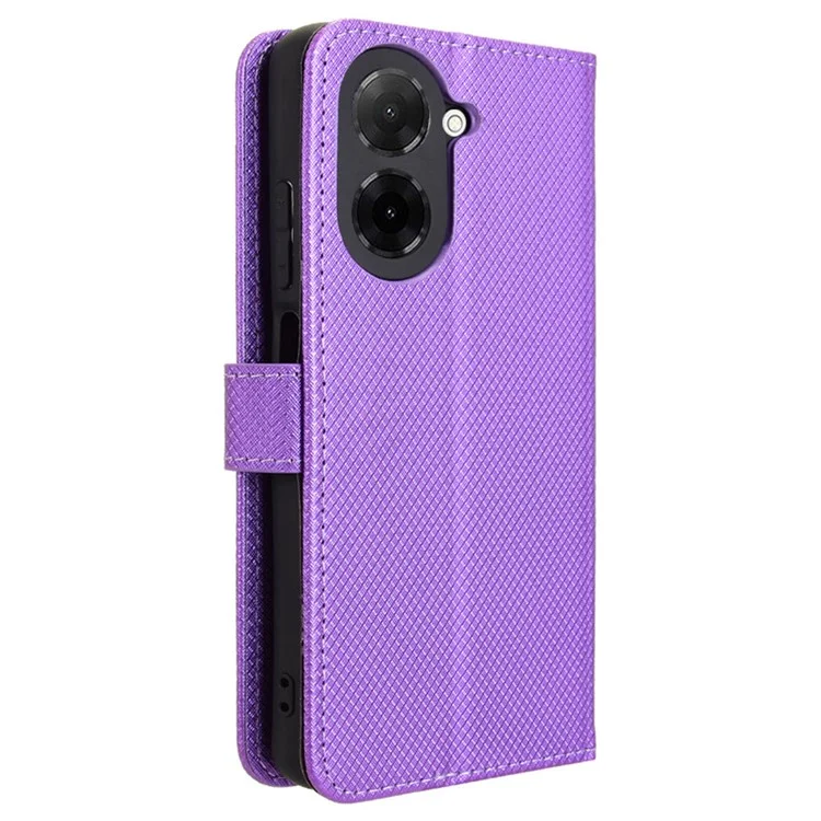 Para Xiaomi Redmi A5 4G (171,7 mm) / Capa Poco C71 4G Couro PU Textura Diamante Carteira Capa de Telefone - Roxo