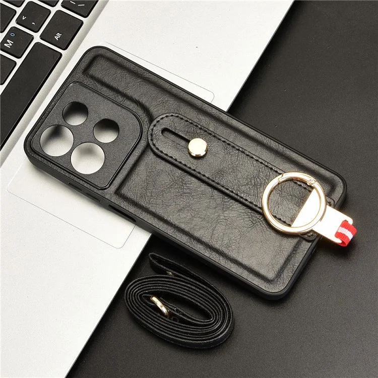 For Motorola Moto G15 4G / G15 Power 4G Case Wristband Kickstand Leather + PC + TPU Phone Cover with Bottle Opener - Black