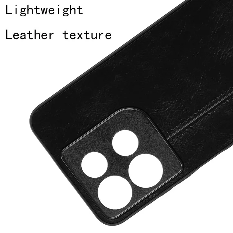 For Motorola Moto G15 Power 4G  /  G15 4G Case Cowhide Texture Leather + TPU + PC Phone Cover Stitching Line - Black