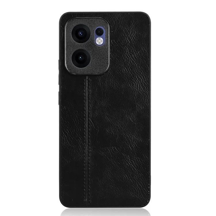 Capa para Oppo Reno13 F 5G em Couro Bovino com Textura + TPU + PC com Linha de Costura - Preto