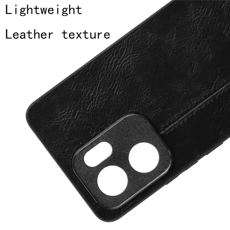 Capa para Oppo Reno13 F 5G em Couro Bovino com Textura + TPU + PC com Linha de Costura - Preto