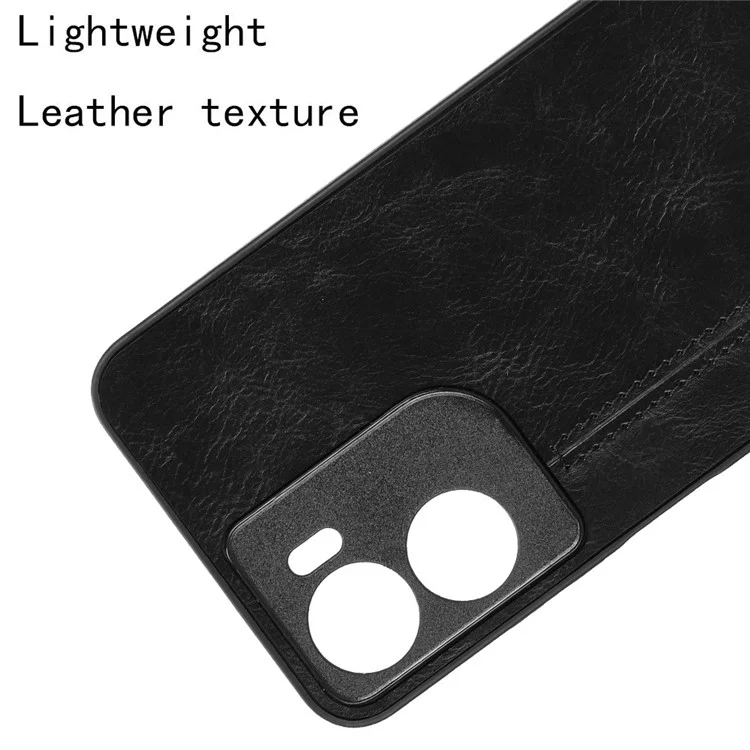 For Motorola Moto G05 4G  /  E15 4G Case Cowhide Texture Leather + TPU + PC Phone Cover Stitching Line - Black