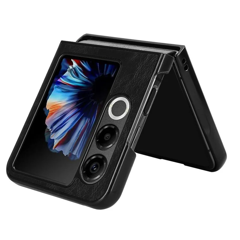 For ZTE nubia Flip2 5G A404ZT Case Cowhide Texture Leather + TPU + PC Phone Cover Stitching Line - Black