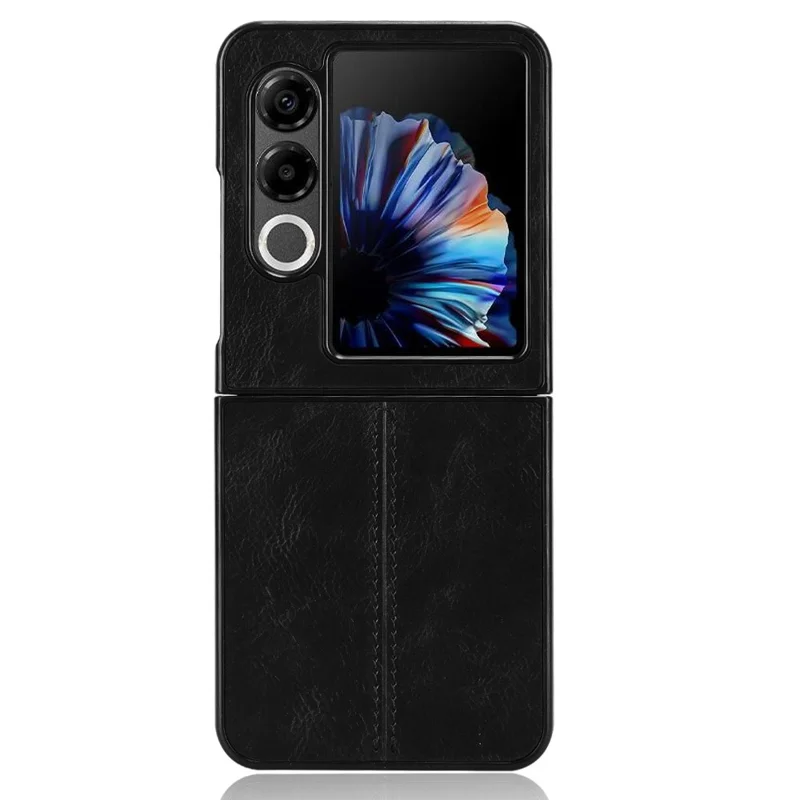 For ZTE nubia Flip2 5G A404ZT Case Cowhide Texture Leather + TPU + PC Phone Cover Stitching Line - Black