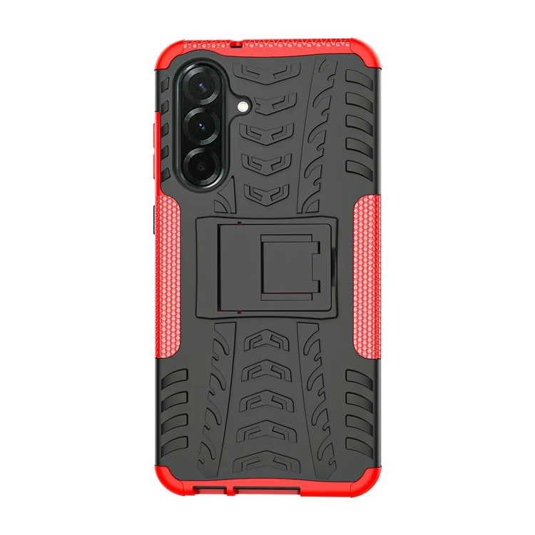 Чехол для Samsung Galaxy A36 5G PC+TPU с рисунком протектора шины, тонкий, с подставкой - Красный
