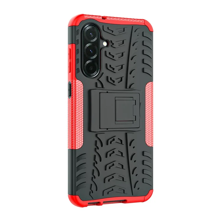 Чехол для Samsung Galaxy A36 5G PC+TPU с рисунком протектора шины, тонкий, с подставкой - Красный