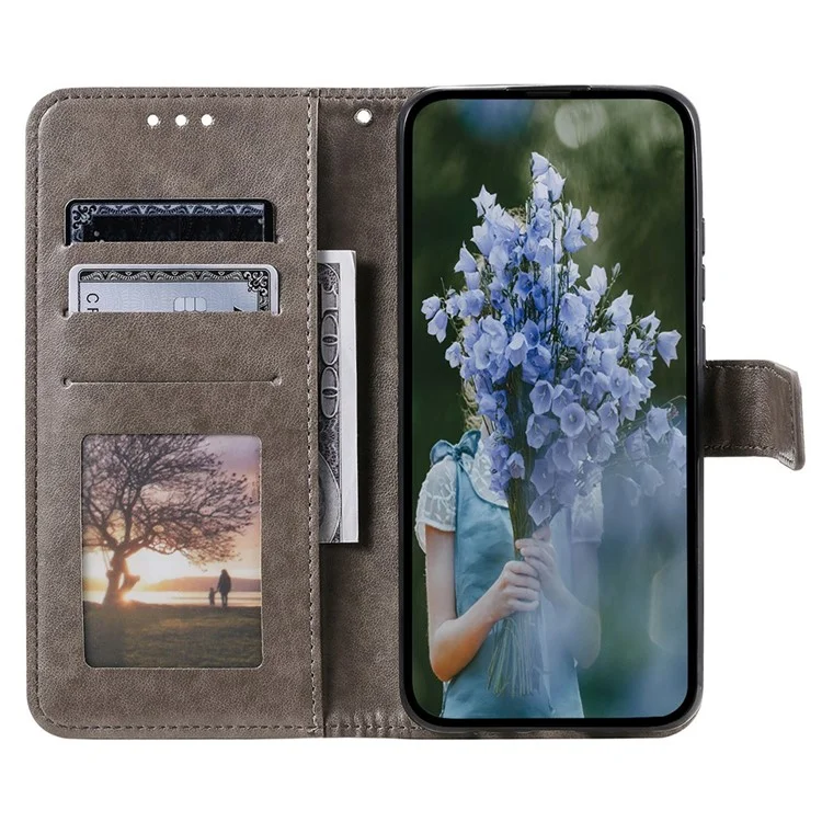 Per Motorola Moto E22 4G / E22i 4G PU Cheth Chech, Mandala Motore Flowhow Coust Covagno Magnetic - Grigio
