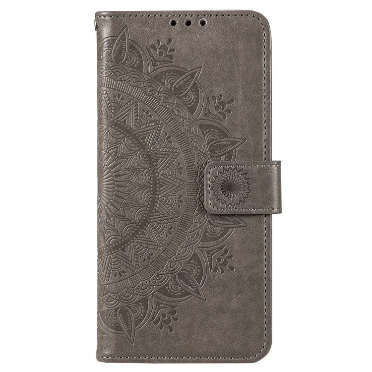 Per Motorola Moto E22 4G / E22i 4G PU Cheth Chech, Mandala Motore Flowhow Coust Covagno Magnetic - Grigio