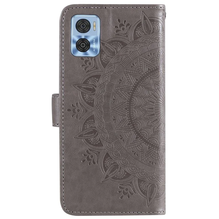 Per Motorola Moto E22 4G / E22i 4G PU Cheth Chech, Mandala Motore Flowhow Coust Covagno Magnetic - Grigio