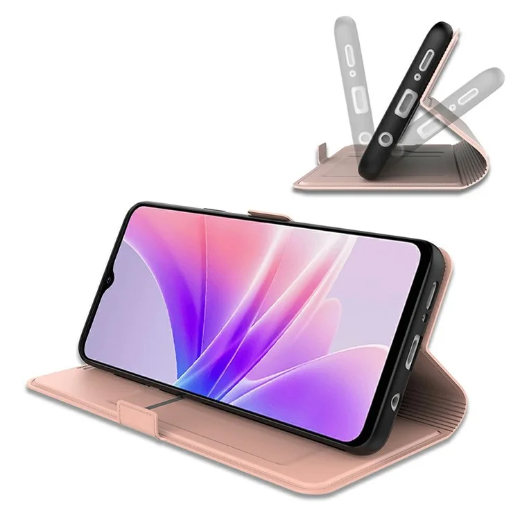 For Infinix Note 50 4G / Note 50 Pro 4G Case Shockproof TPU Inner Shell Leather Phone Cover Card Slot - Rose Gold